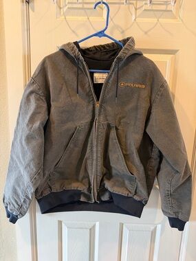 Vintage 90’s Men’s Large Olive Green Lined Polaris Brand Hooded Zip Jacket